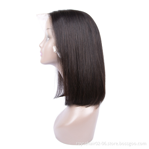 8" 10" 12" 14" 16" Inch Peruvian Cuticle Aligned Human Hair Middle Part HD Lace Front Short Bob Wig For Black Women